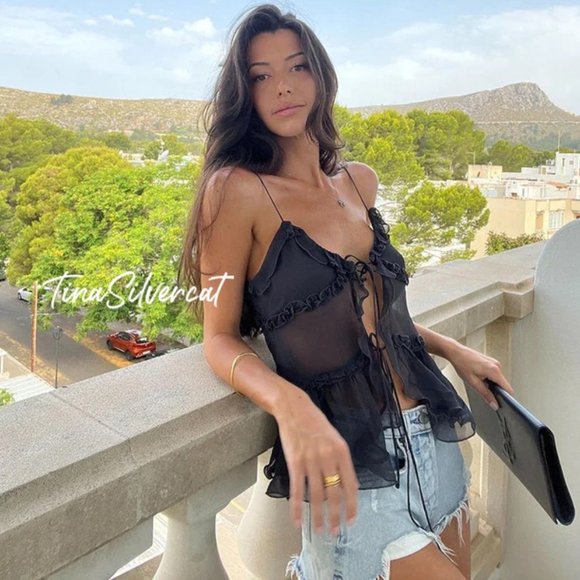 BLOGGER'S FAVE! Zara Ruffled Semi-Sheer Top NWT - Picture 7 of 16